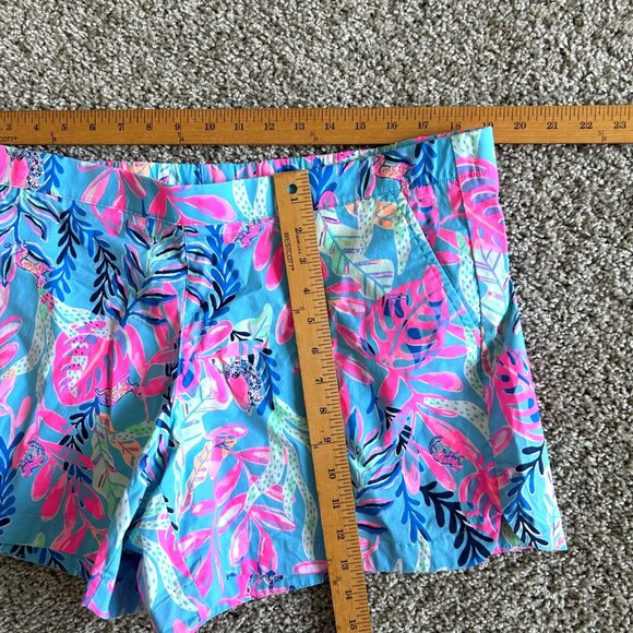 Lilly Pulitzer Women's Sz XL Blue & Pink Floral Print Ocean View SHORT - Picture 9 of 10